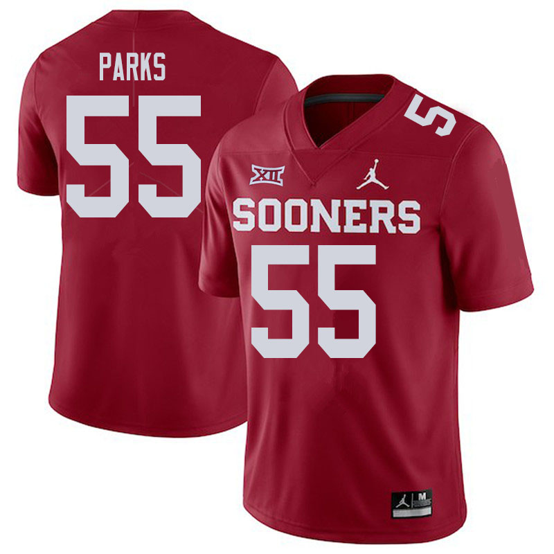Men #55 Aaryn Parks Oklahoma Sooners College Football Jerseys Sale-Crimson - Click Image to Close